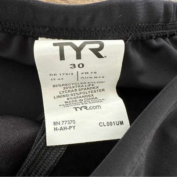 NWT TYR Mens 30 Small Black Tyreco Swim Brief Swimsuit Water Polo Drawstring New - Picture 3 of 5